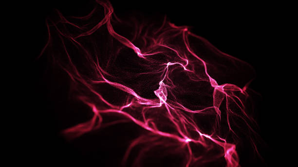 istock Red abstract digital particles on black background with dots. 874494006