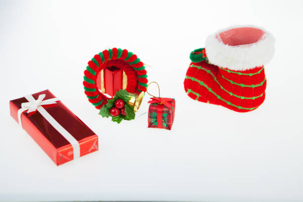 istock Gift boxes and decoration Christmas Day and New Year's isolated on a white surface. 874494248