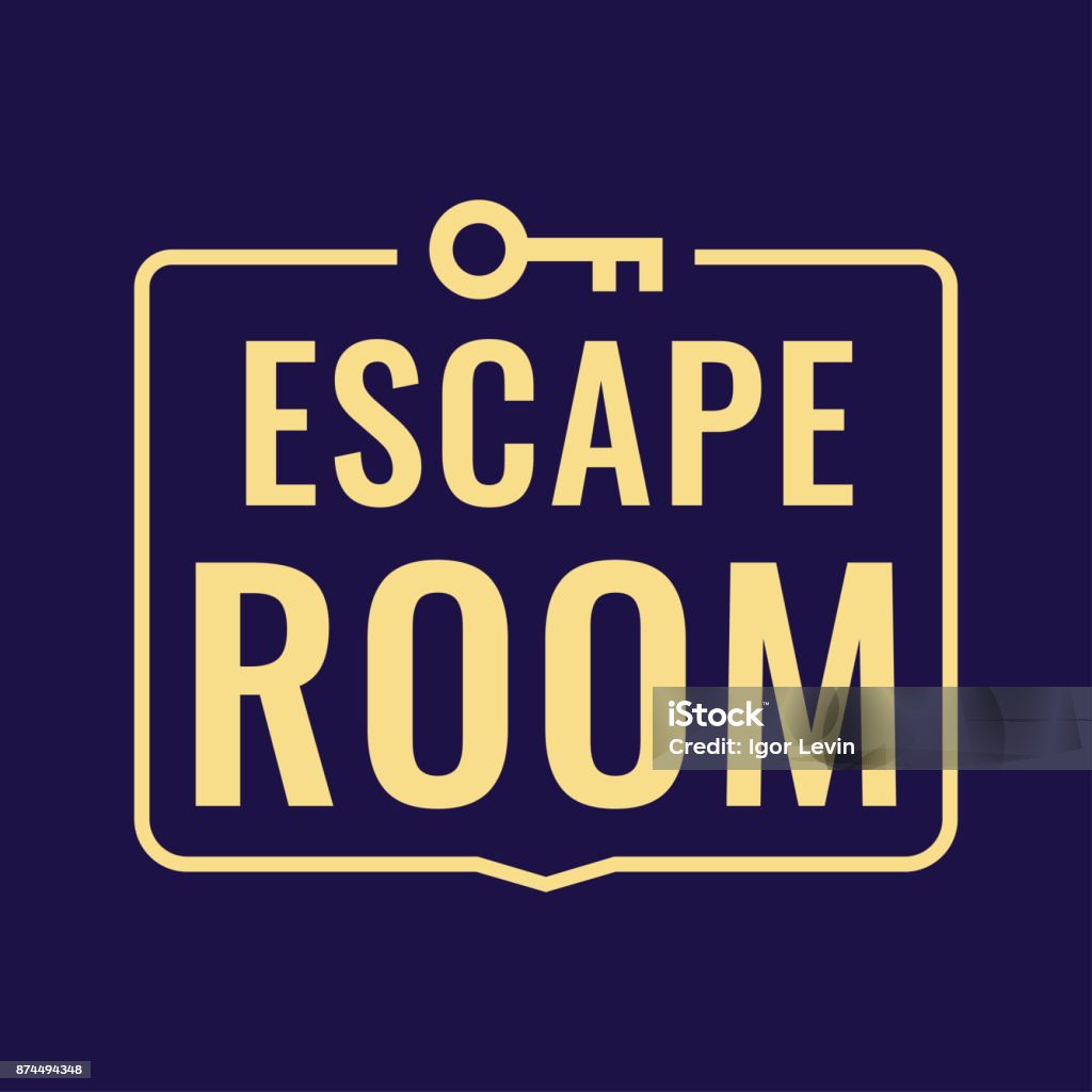 Escape room. Vector icon, badge illustration on dark background. Game concept. Escape Room - Game stock vector