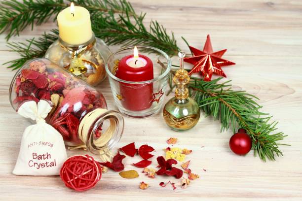 istock Christmas spa concept with candles and Christmas decoration 874497496