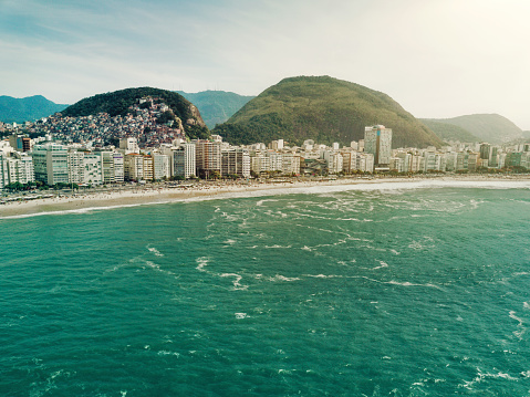 Aerial View of Copacabana beach, Rio De Janeiro, Brazil