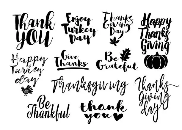 Vector illustration of Thanksgiving modern lettering greetings