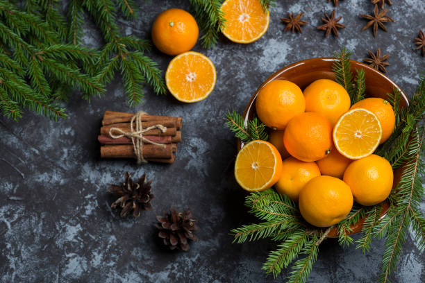 istock Fresh tangerine clementine on background wooden 874509062
