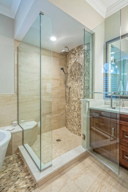 istock Master shower in a renovated bathroom 874515698