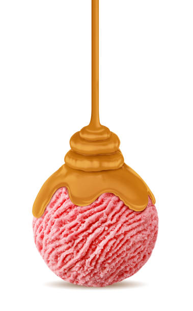 istock Toffee caramel topping flowing down on ice cream scoop 874533928