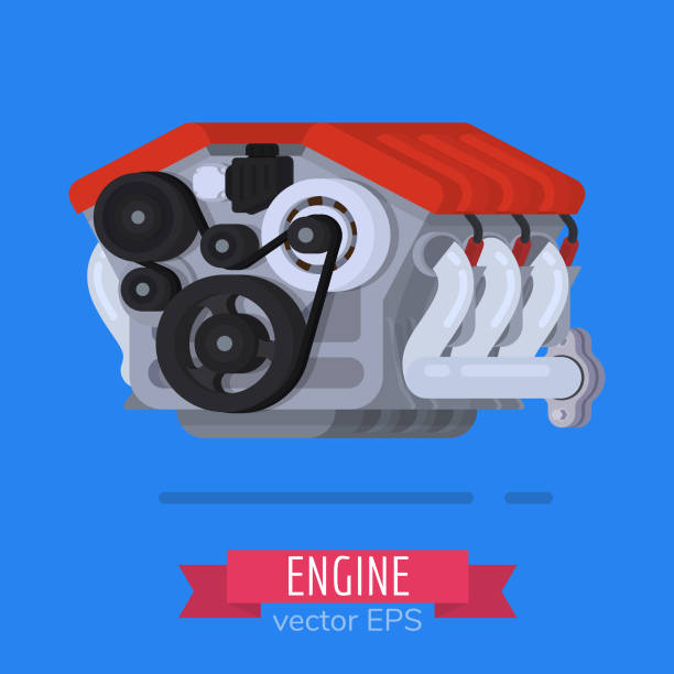 silnik. części samochodowe, ilustracja wektorowa, płaska konstrukcja - engine isolated power new stock illustrations