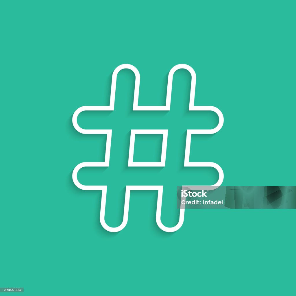 white hashtag icon isolated on green background white hashtag icon isolated on green background. concept of social media and simple number sign. trendy modern vector illustration Hashtag stock vector