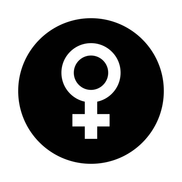 ikona symbolu płci żeńskiej z długim cieniem. płaski styl projektowania. - religious icon interface icons globe symbol stock illustrations