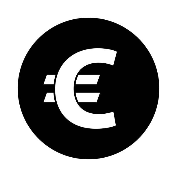 значок еврокруг. черный, круглый, минималистский значок изолирован на белом фоне. - bank symbol computer icon european union euro note stock illustrations