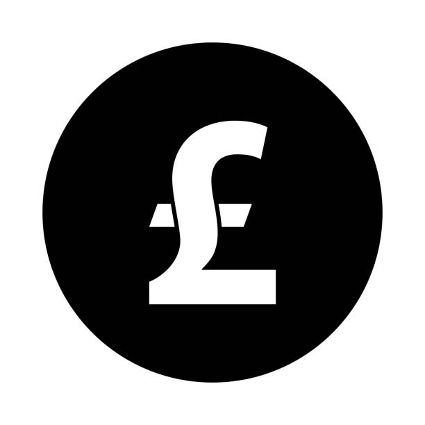 Pound sterling circle icon. Black, round, minimalist icon isolated on white background. Pound sterling circle icon. Black, round, minimalist icon isolated on white background. Pound sterling simple silhouette. Web site page and mobile app design vector element. one pound coin stock illustrations