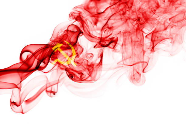 istock Communist national smoke flag 874556978