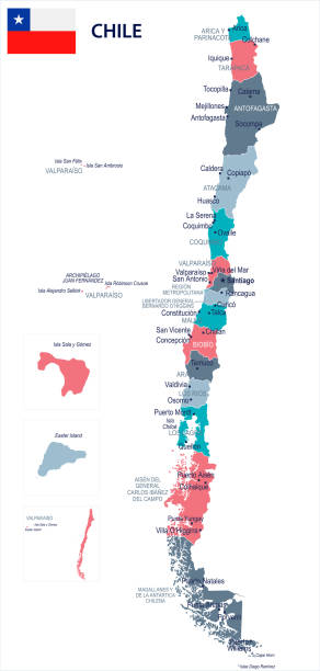 Chile - map and flag - Detailed Vector Illustration Chile map and flag - High Detailed Vector Illustration chile map stock illustrations