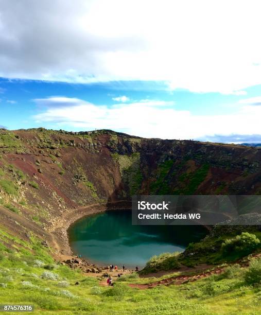 Crater Lake In Iceland Stock Photo - Download Image Now - Beauty In Nature, Europe, Green Color