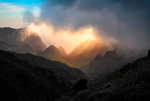 sunset over Carrizales canyon in Tenerife, Canary islands, Spain