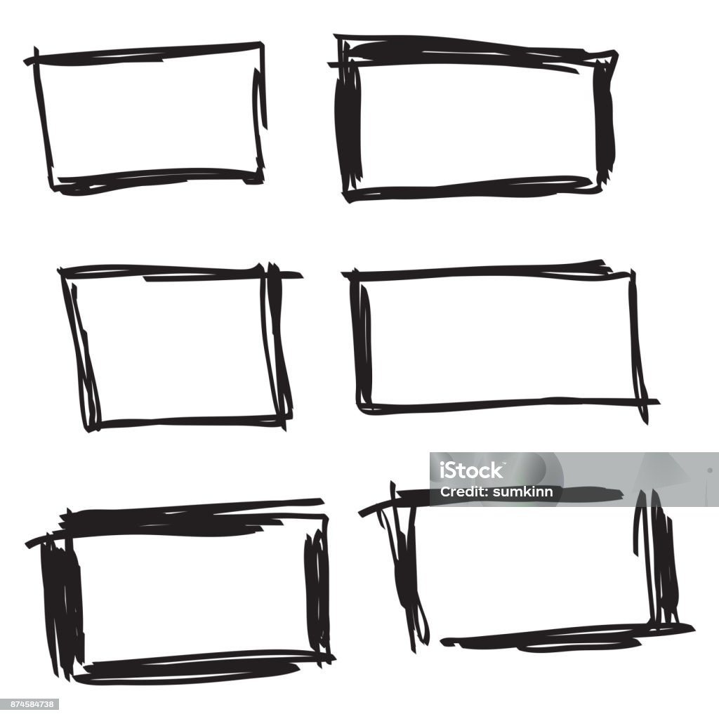 Handrawn Rectangle Vector Set Hand Drawn Rectangle Stock Illustration - Download Image Now ...