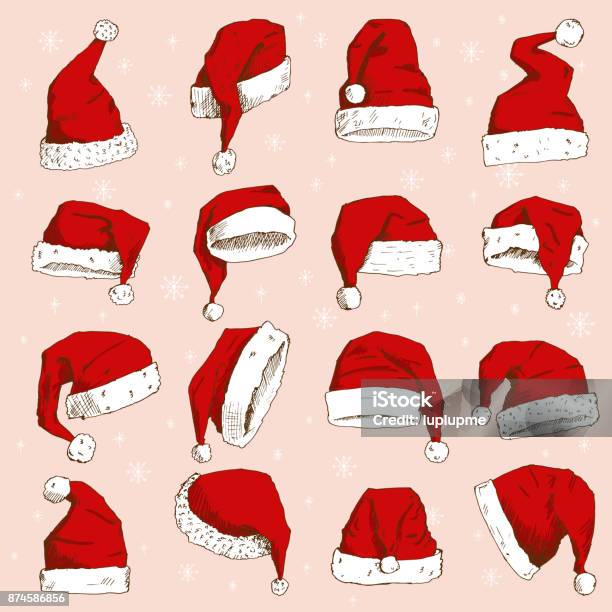 Christmas Santa Claus Hat Vector Noel Isolated Illustration New Year Christians Xmas Party Design Decoration Hat Element Stock Illustration - Download Image Now