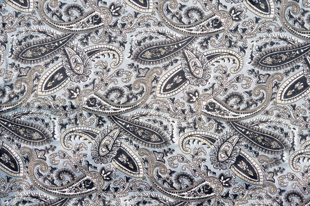 istock Gray background with ornament texture of clothes. 874593024