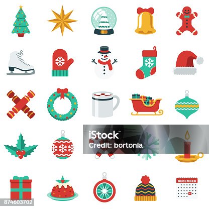 istock Christmas Icon Set in Flat Design Style 874603702