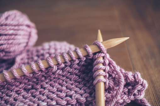 Hand knitting in progress