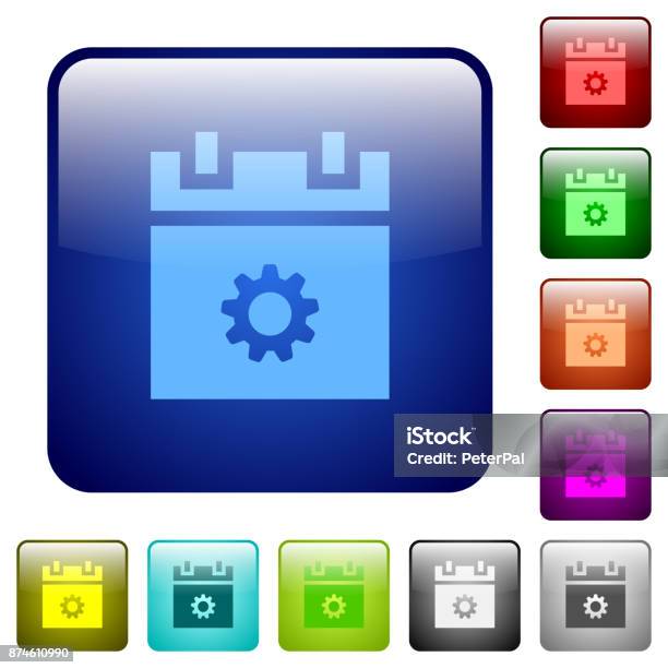 Square Settings Button Schedule Settings Color Square Buttons Stock Illustration - Download ...