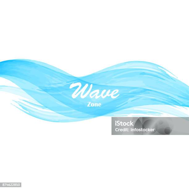 Watercolor Blue Osean Sea Wave Stock Illustration - Download Image Now - Wave - Water, Water, Watercolor Painting