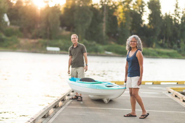 istock Senior couple on a kayaking trip 874633498