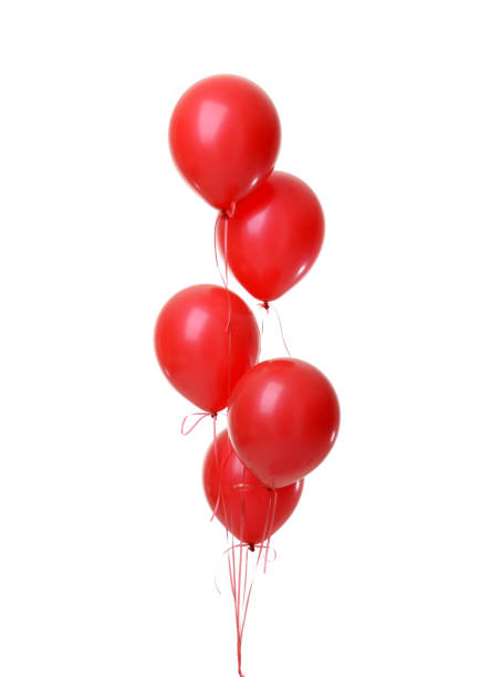 Bunch of big red balloons object for birthday party stock photo
