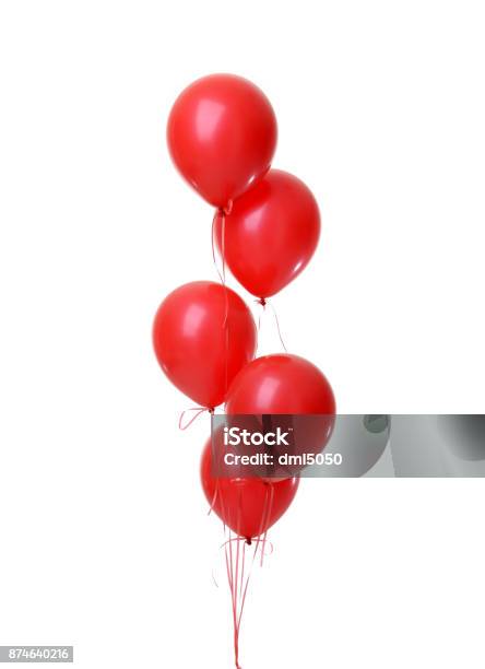 Bunch Of Big Red Balloons Object For Birthday Party Stock Photo - Download Image Now