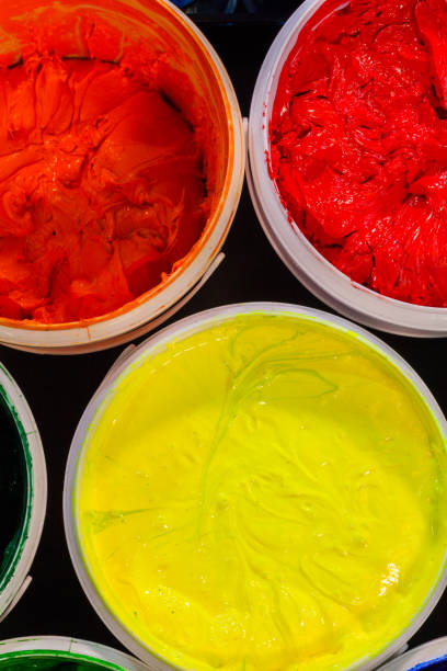 istock top view of Plastisol ink in white plastic cans 874641010