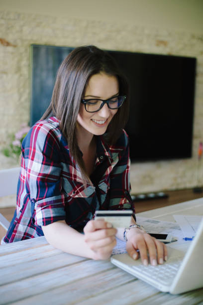 istock Young woman purchasing online 874648098