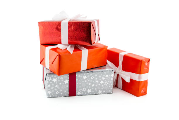 istock Many gift box white ribbon isolated on white background, using for christmas and new year or holiday other. 874652946