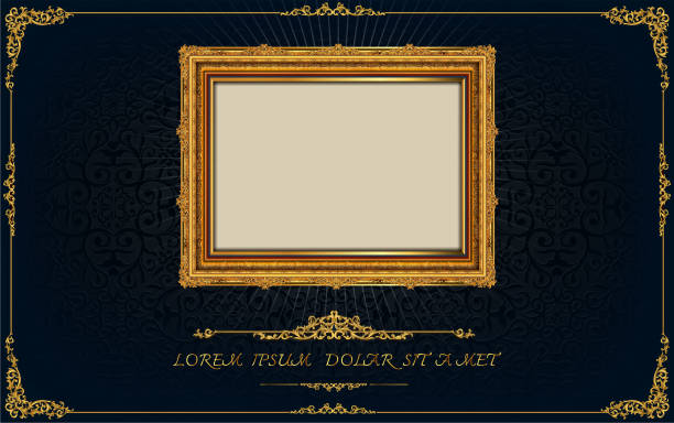 istock Thailand Royal gold frame on drake pattern background, Vintage photo frame on drake background, antique, vector design pattern 874653126