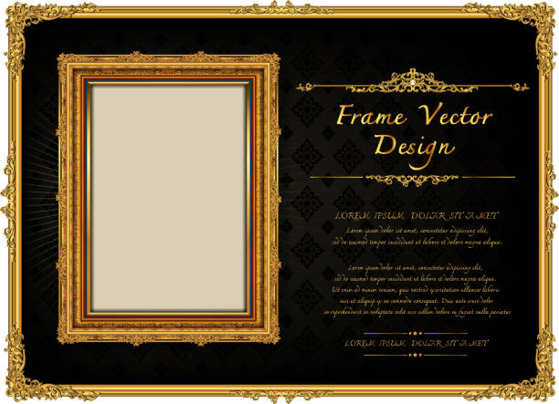istock Thailand Royal gold frame on drake pattern background, Vintage photo frame on drake background, antique, vector design pattern 874653226