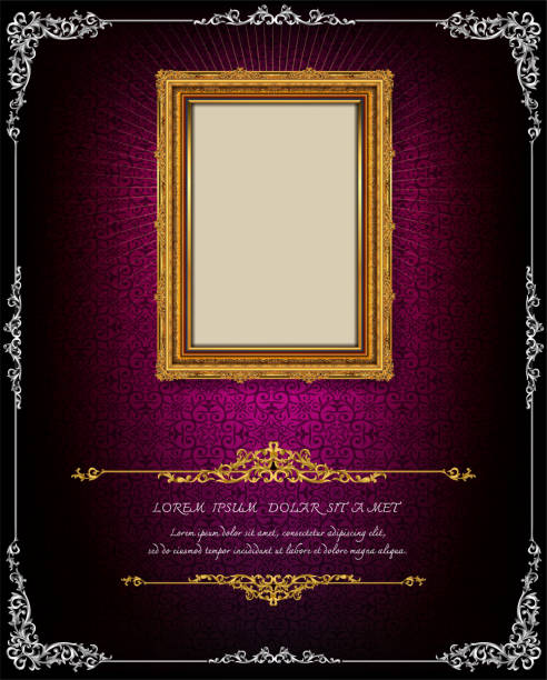 istock Thailand Royal gold frame on drake pattern background, Vintage photo frame on drake background, antique, vector design pattern 874653228
