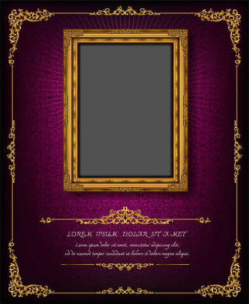 istock Thailand Royal gold frame on drake pattern background, Vintage photo frame on drake background, antique, vector design pattern 874656236