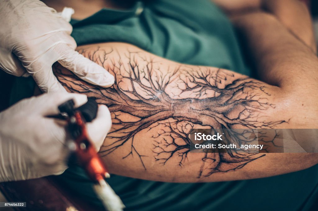 Tree Tattoo On Arm Stock Photo - Download Image Now - Tattoo, Tattooing,  Adult - iStock