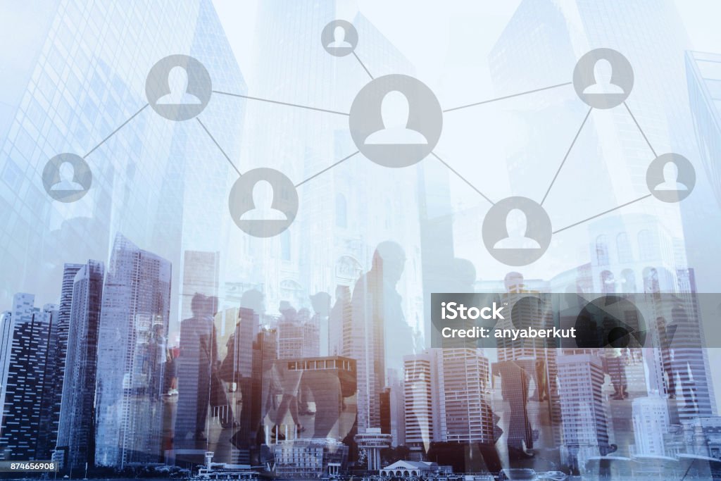 social network or business connections concept social network or business connections concept, double exposure Expertise Stock Photo