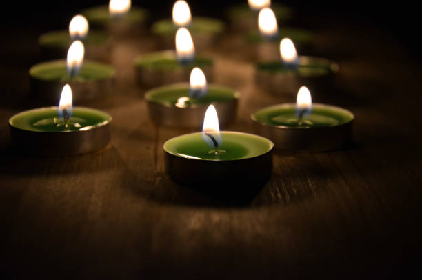 istock Candles on wooden background background is blurred 874662024