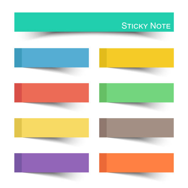 липкая заметка с плоским цветом. вектор - stick note pad yellow sticky stock illustrations