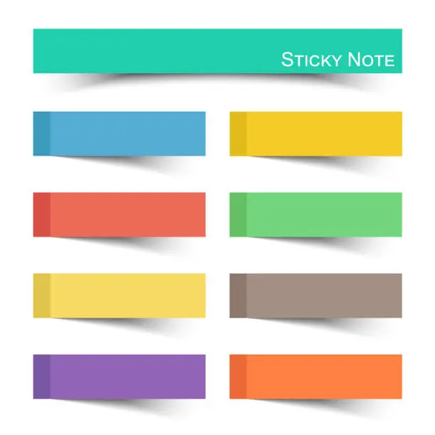 Vector illustration of Sticky note with flat color . Vector