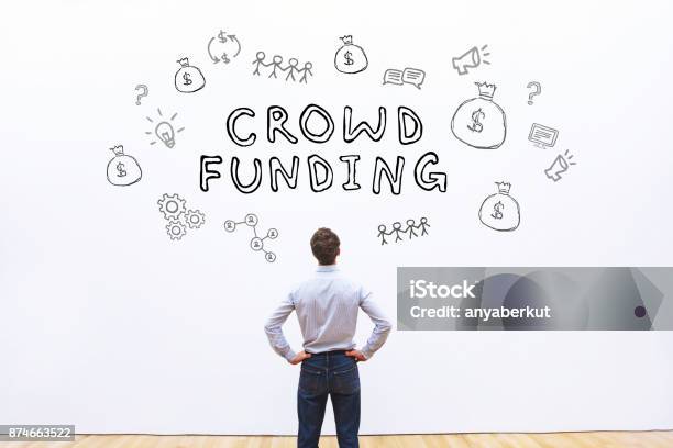 Crowdfunding Concept Stock Photo - Download Image Now - Crowdfunding, Adult, Aiming