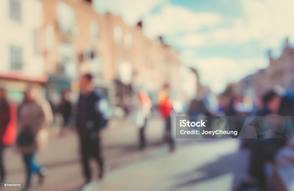 blurred background of Crowded street in Cambridge, UK Abstract Stock Photo