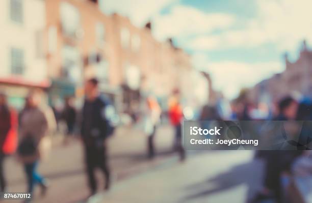 Blurred Background Of Crowded Street In Cambridge Uk Stock Photo - Download Image Now