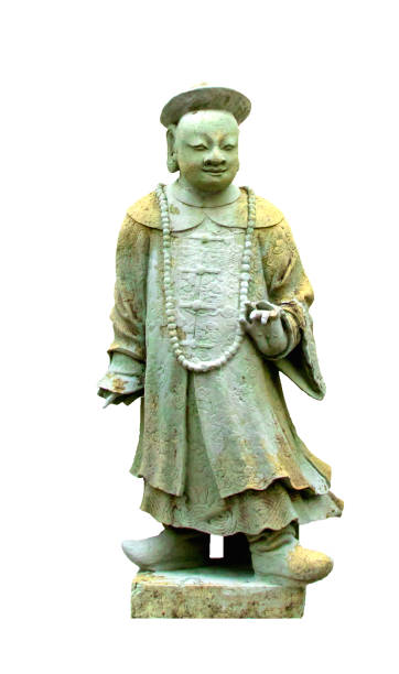 고립 된 중국 동상 흰색 배경 - emperor jade pagoda 뉴스 사진 이미지