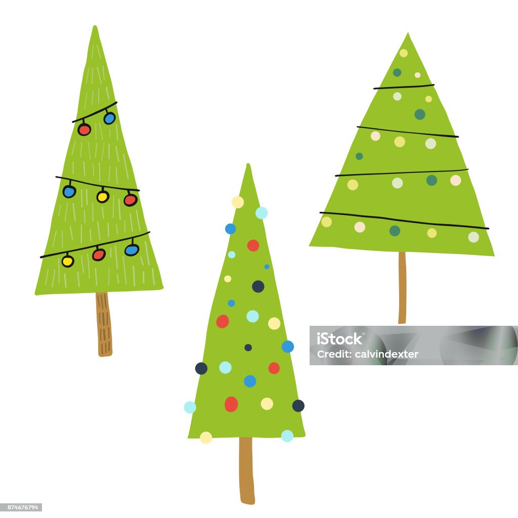 Christmas trees collection Vector illustration of a set of cute and colorful Christmas trees collection Christmas stock vector