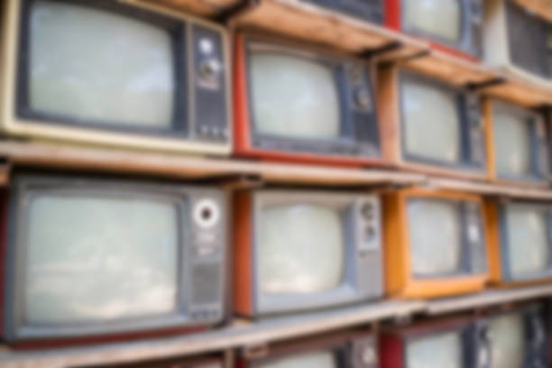 istock Stack of old TV vintage style background 874686526