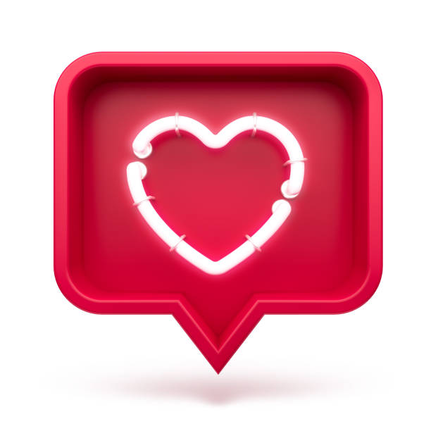 istock Like heart icon on a red pin isolated on white background. Neon Like symbol. 3d render 874689816