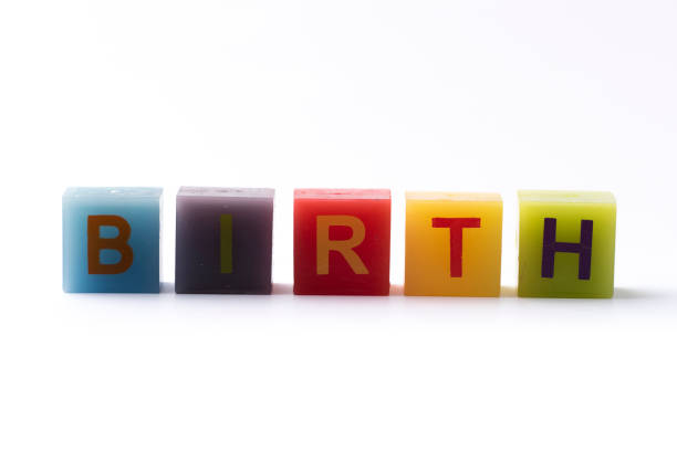 istock Birth text on colorful cubes on white background 874693422