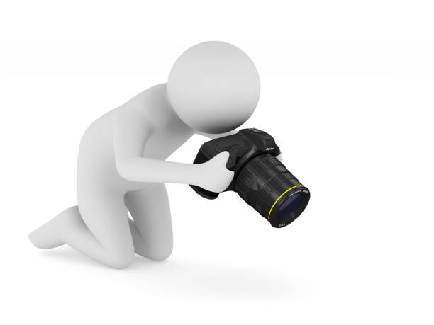 istock man with digital camera on white background. Isolated 3D illustration 874697014