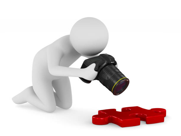istock man with digital camera on white background. Isolated 3D illustration 874697016